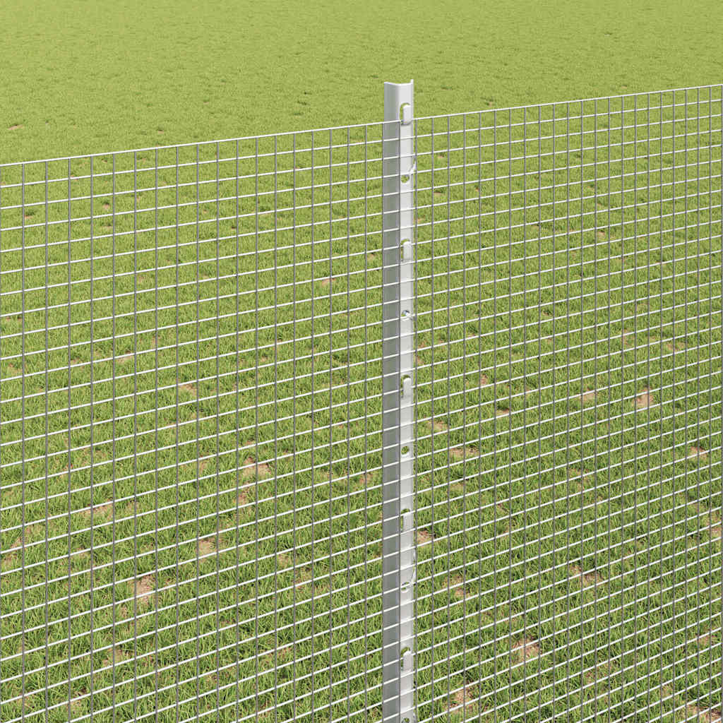 Welded Wire Fence with Posts 10 x 1.5 m Galvanised Steel Silver