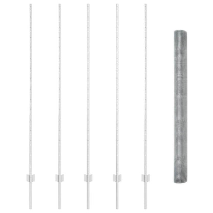 Welded Wire Fence with Posts 10 x 1.5 m Galvanised Steel Silver
