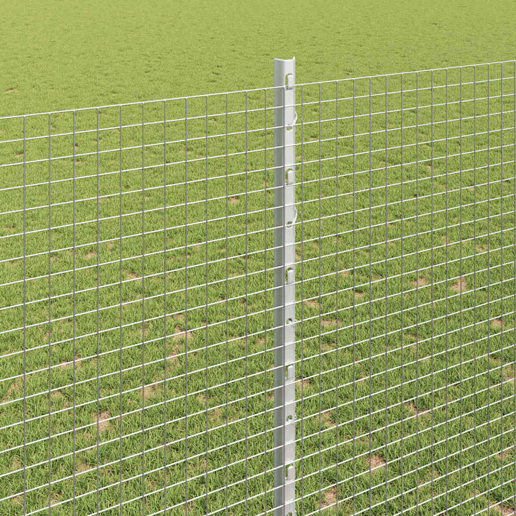Welded Wire Fence with Posts 10 x 1.5 m Galvanised Steel Silver