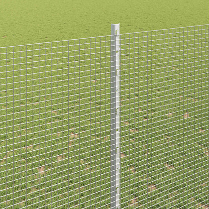 Welded Wire Fence with Posts 10 x 1.6 m Galvanised Steel Silver