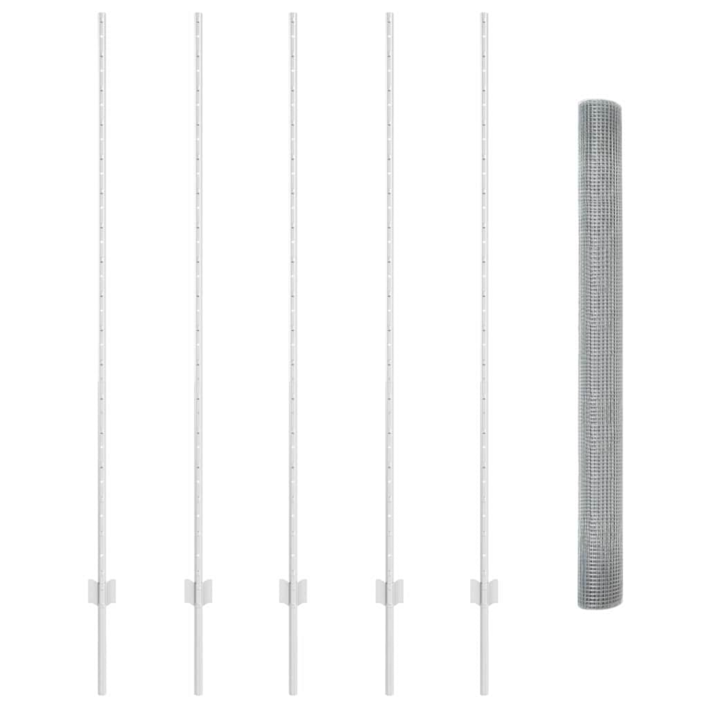 Welded Wire Fence with Posts 10 x 1.6 m Galvanised Steel Silver