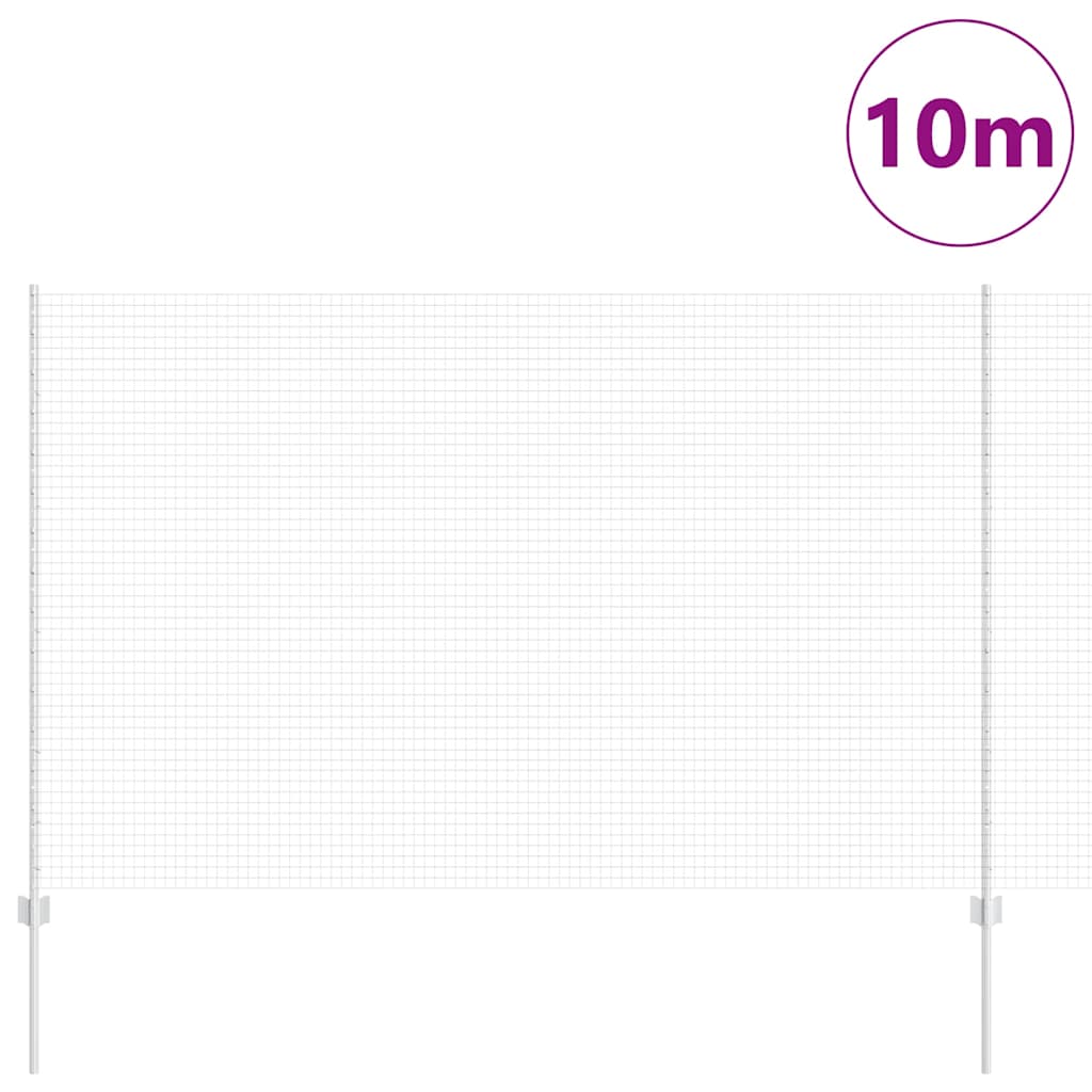 Welded Wire Fence with Posts 10 x 1.6 m Galvanised Steel Silver