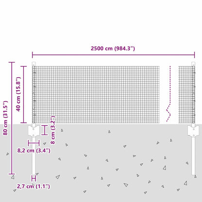 Welded Wire Fence with Posts 25 x 0.4 m Galvanised Steel Silver