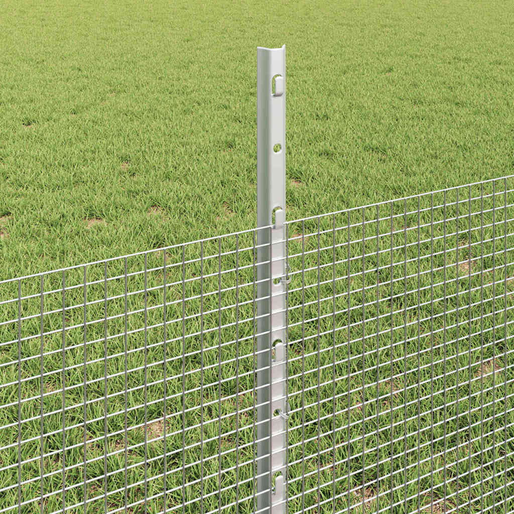 Welded Wire Fence with Posts 25 x 0.5 m Galvanised Steel Silver