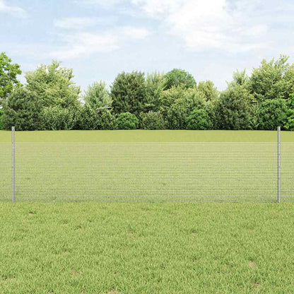 Welded Wire Fence with Posts 25 x 0.5 m Galvanised Steel Silver