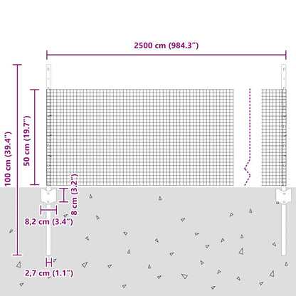 Welded Wire Fence with Posts 25 x 0.5 m Galvanised Steel Silver
