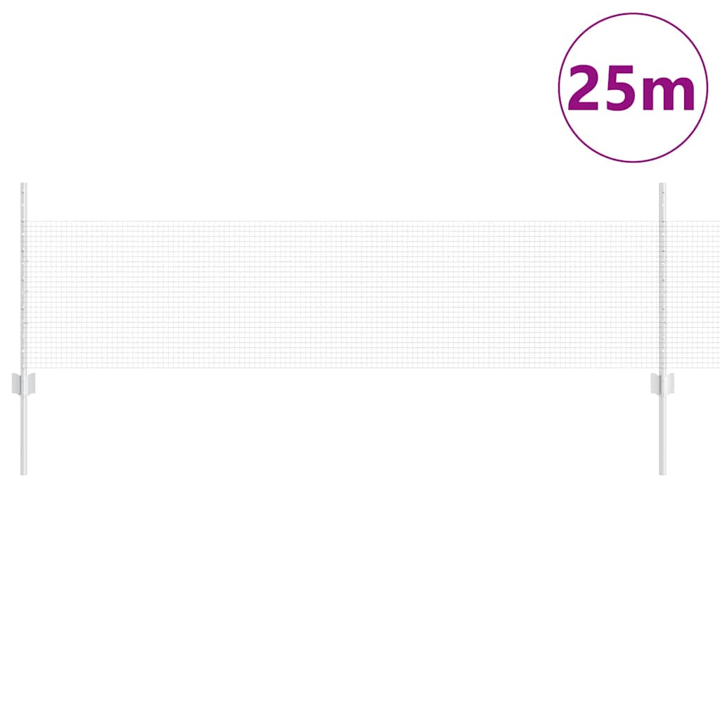 Welded Wire Fence with Posts 25 x 0.5 m Galvanised Steel Silver