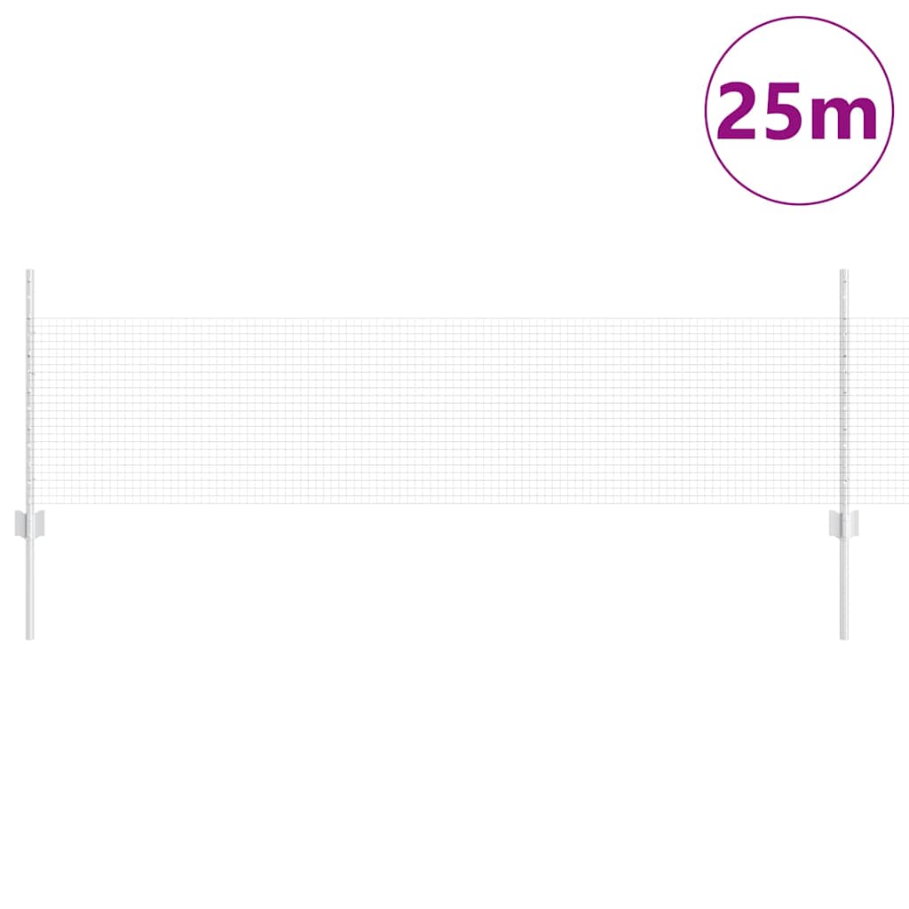 Welded Wire Fence with Posts 25 x 0.5 m Galvanised Steel Silver