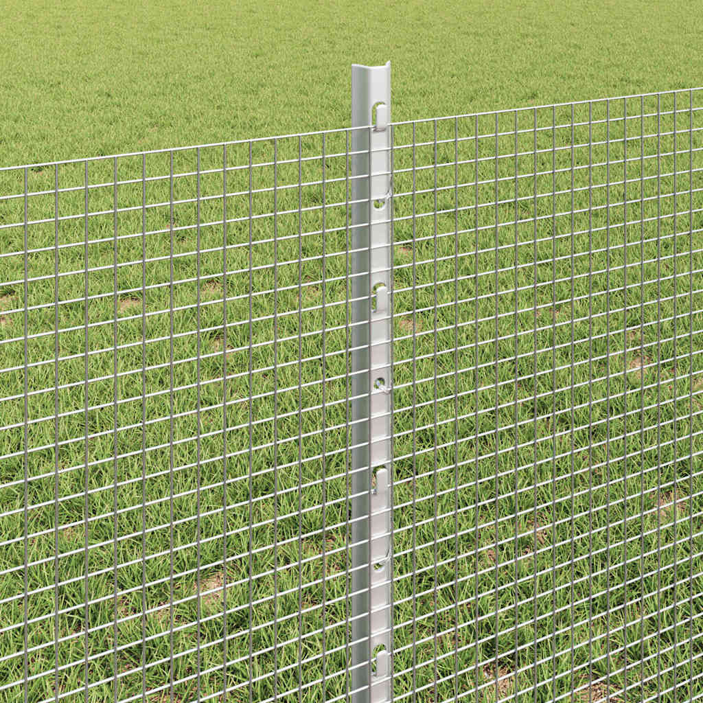 Welded Wire Fence with Posts 25 x 0.6 m Galvanised Steel Silver