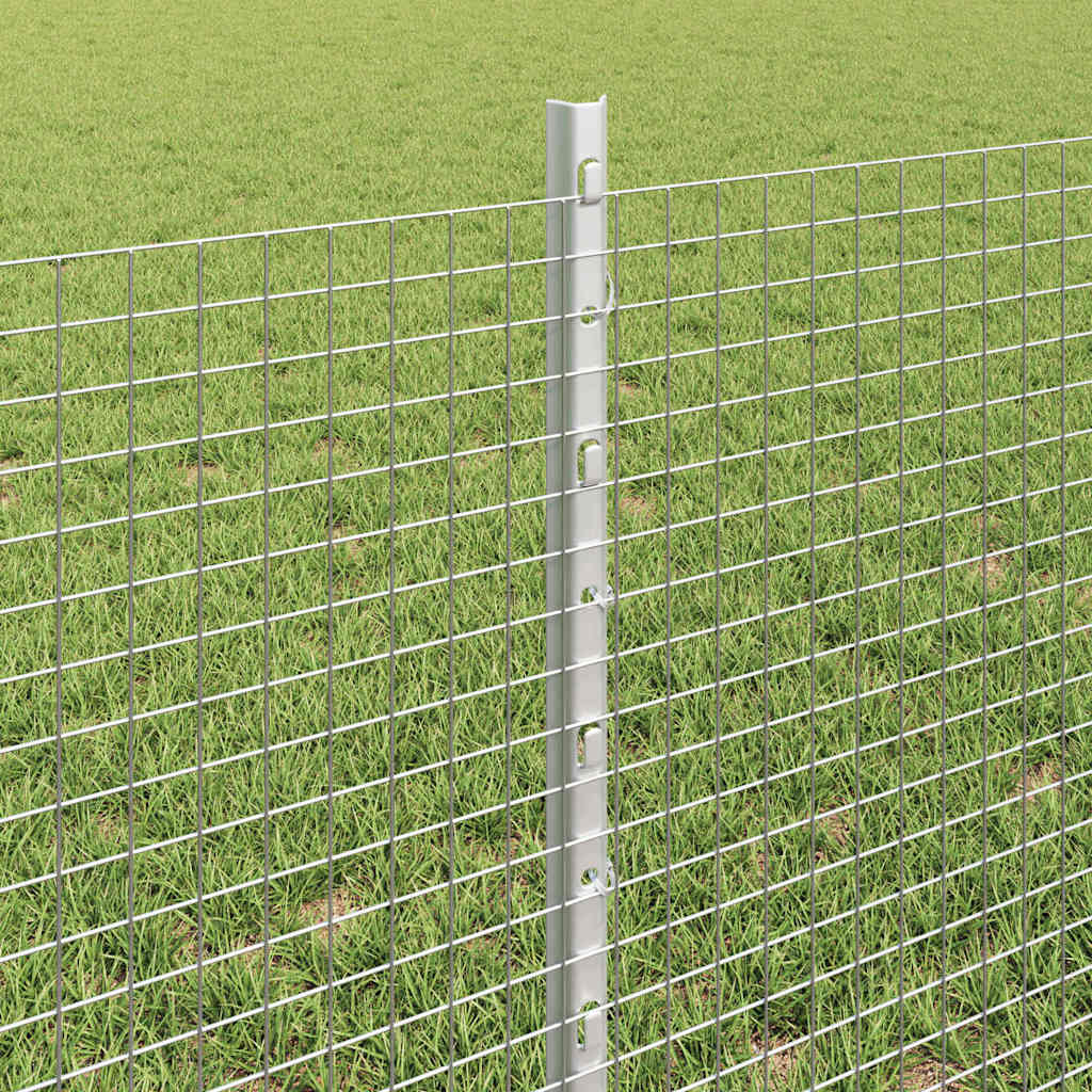 Welded Wire Fence with Posts 25 x 0.6 m Galvanised Steel Silver