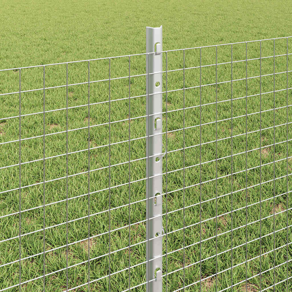 Welded Wire Fence with Posts 25 x 0.6 m Galvanised Steel Silver