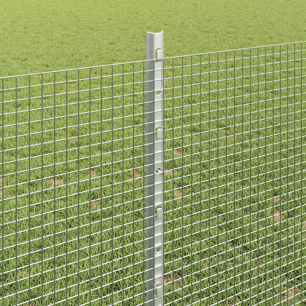 Welded Wire Fence with Posts 25 x 0.8 m Galvanised Steel Silver
