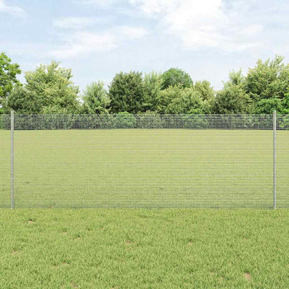 Welded Wire Fence with Posts 25 x 0.8 m Galvanised Steel Silver