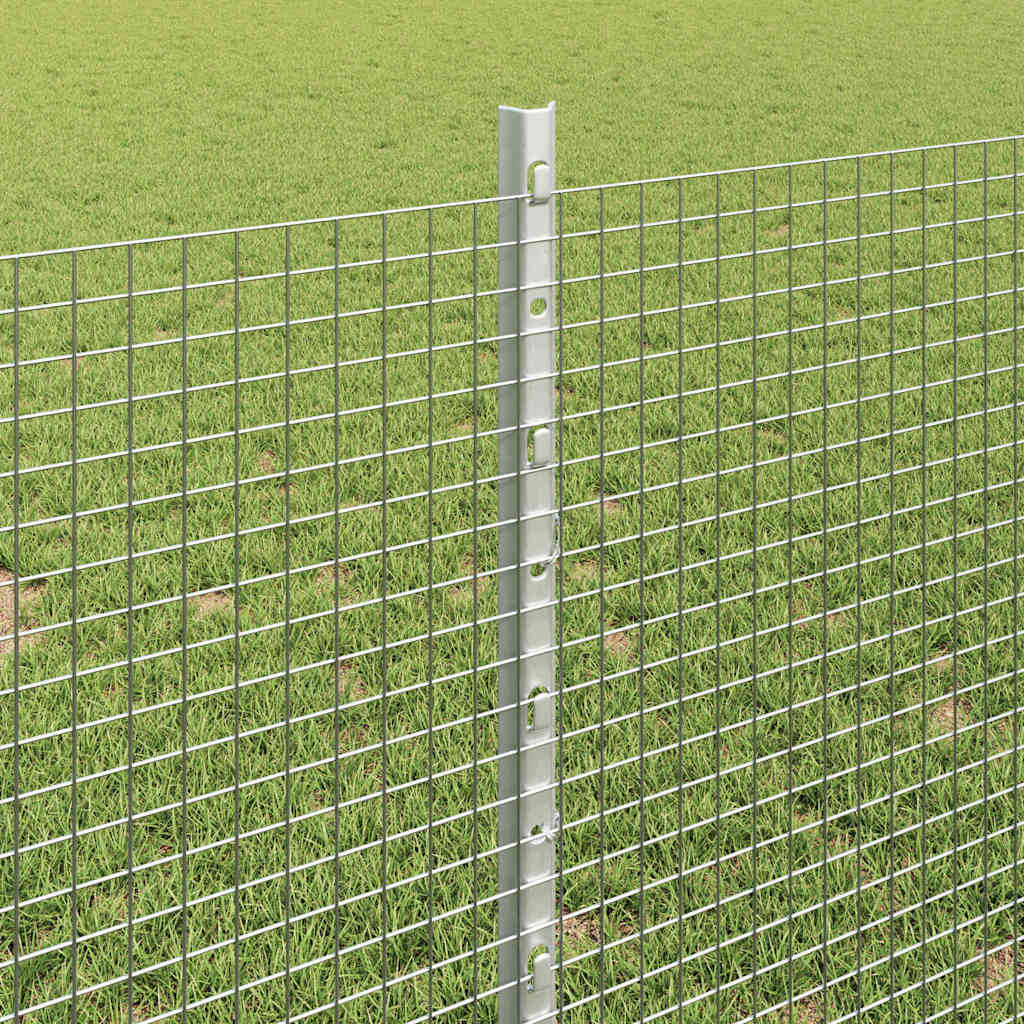 Welded Wire Fence with Posts 25 x 0.8 m Galvanised Steel Silver