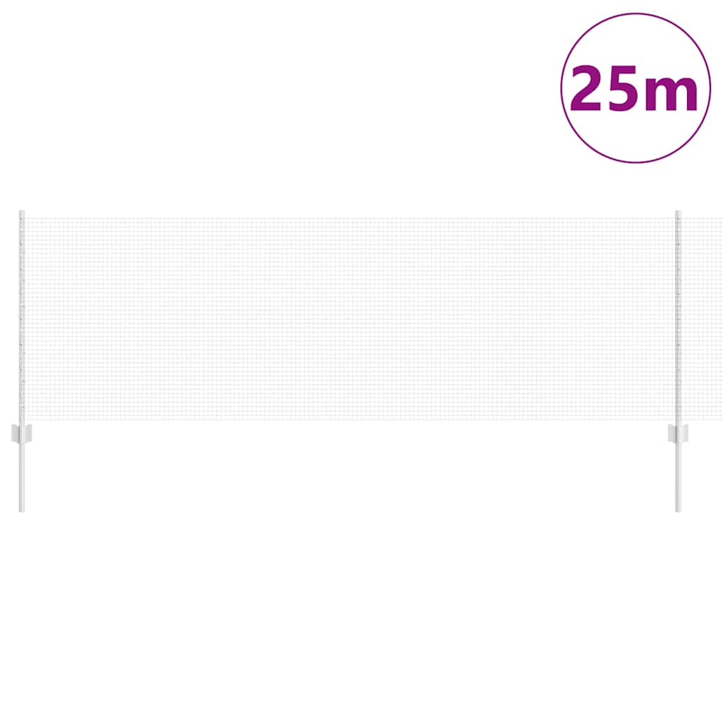 Welded Wire Fence with Posts 25 x 0.8 m Galvanised Steel Silver
