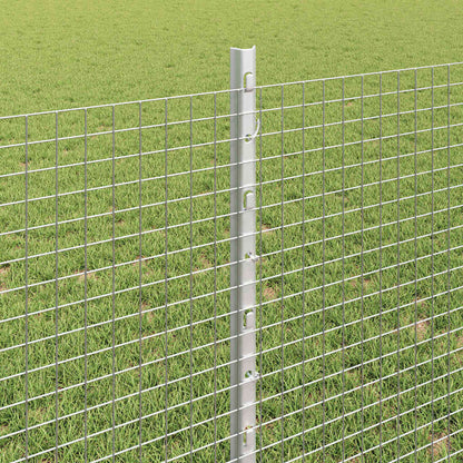 Welded Wire Fence with Posts 25 x 0.8 m Galvanised Steel Silver