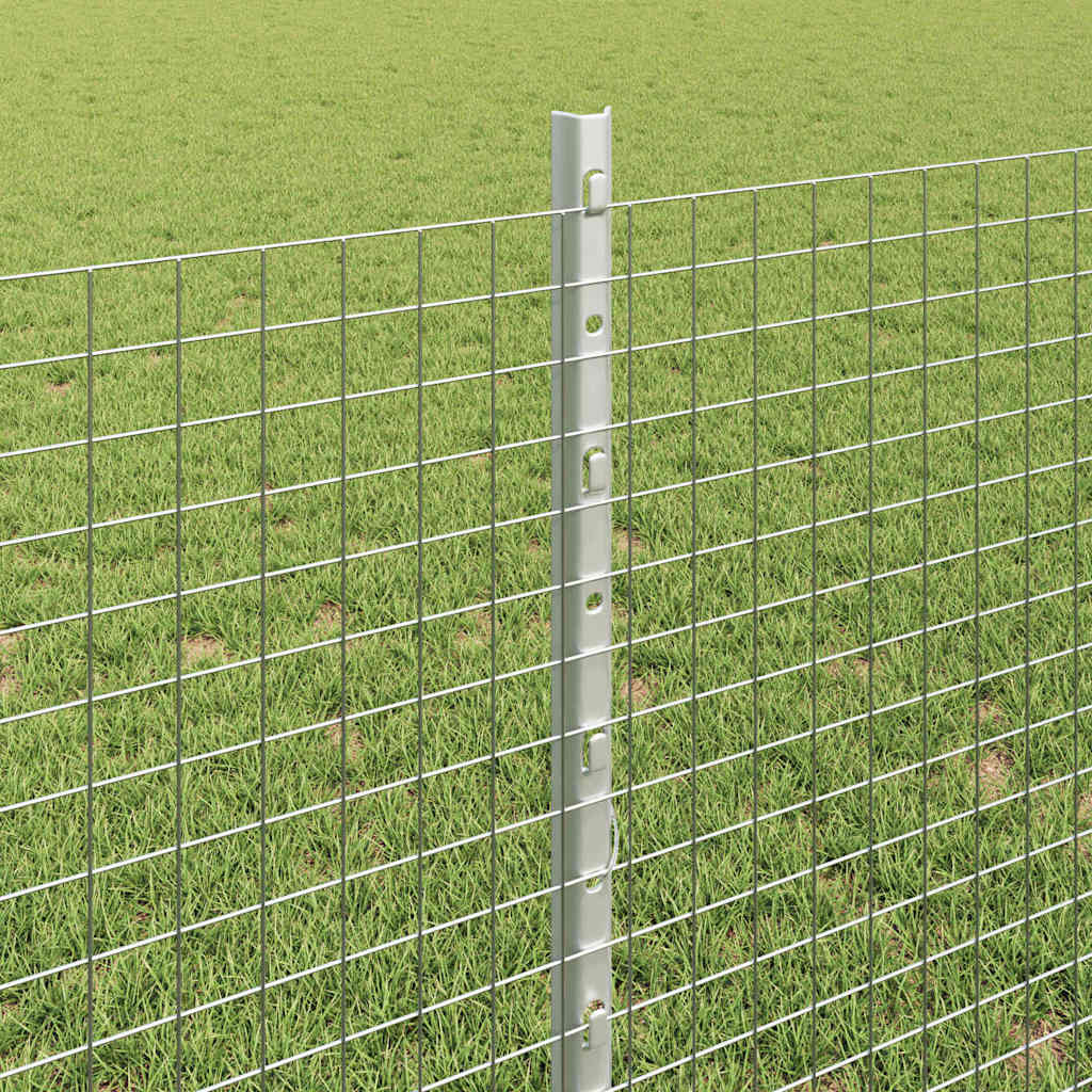 Welded Wire Fence with Posts 25 x 0.8 m Galvanised Steel Silver