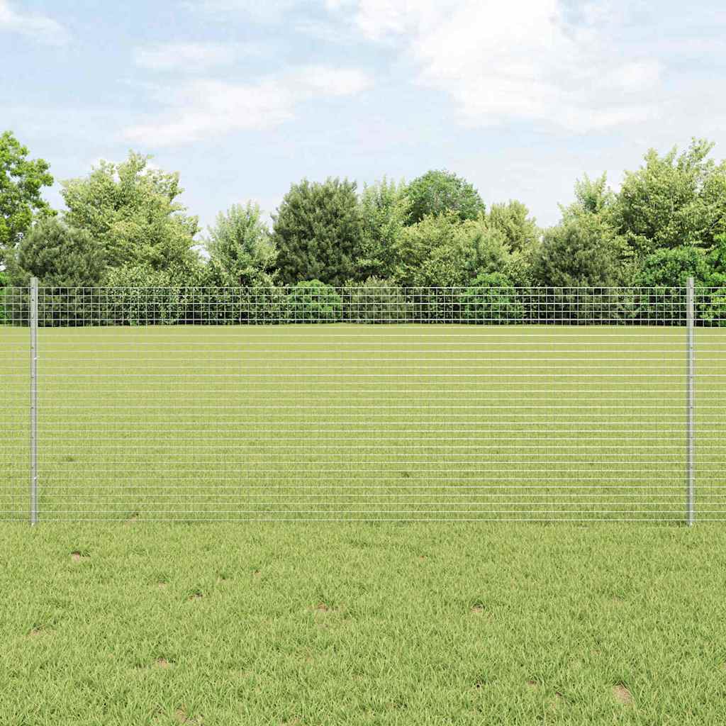 Welded Wire Fence with Posts 25 x 0.8 m Galvanised Steel Silver
