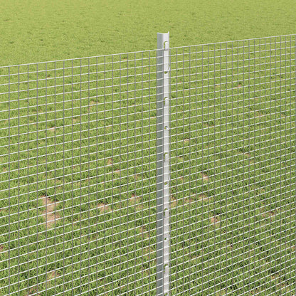Welded Wire Fence with Posts 25 x 1 m Galvanised Steel Silver