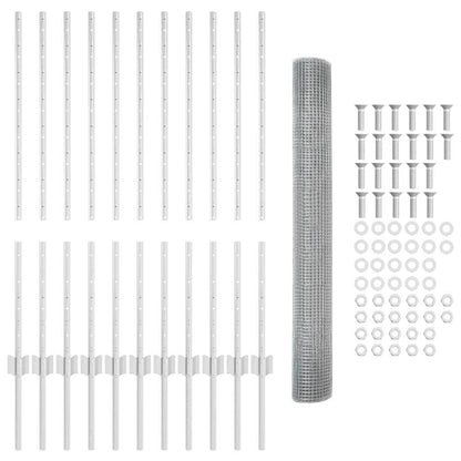 Welded Wire Fence with Posts 25 x 1 m Galvanised Steel Silver