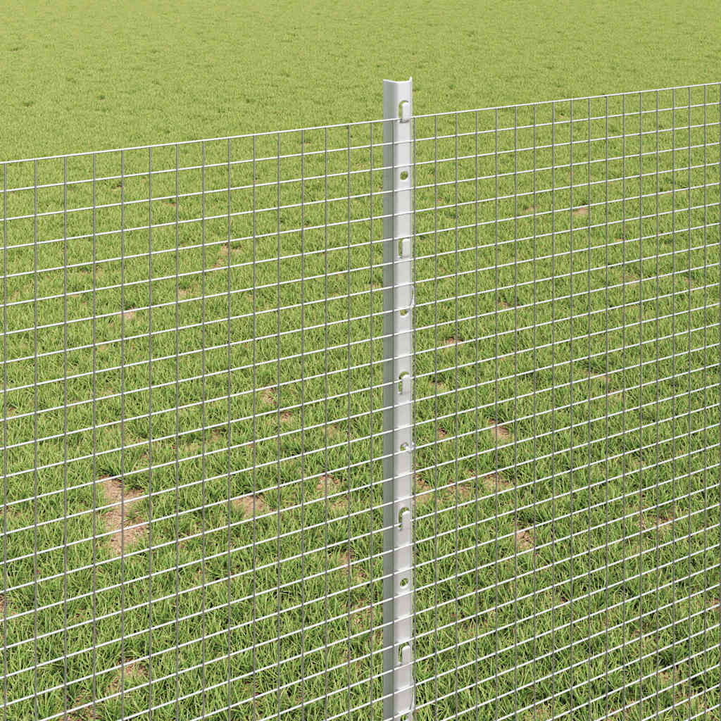 Welded Wire Fence with Posts 25 x 1 m Galvanised Steel Silver