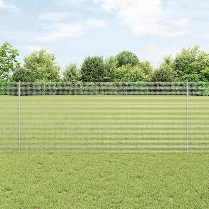 Welded Wire Fence with Posts 25 x 1 m Galvanised Steel Silver