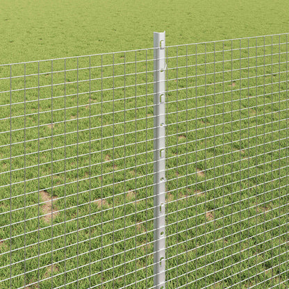 Welded Wire Fence with Posts 25 x 1 m Galvanised Steel Silver