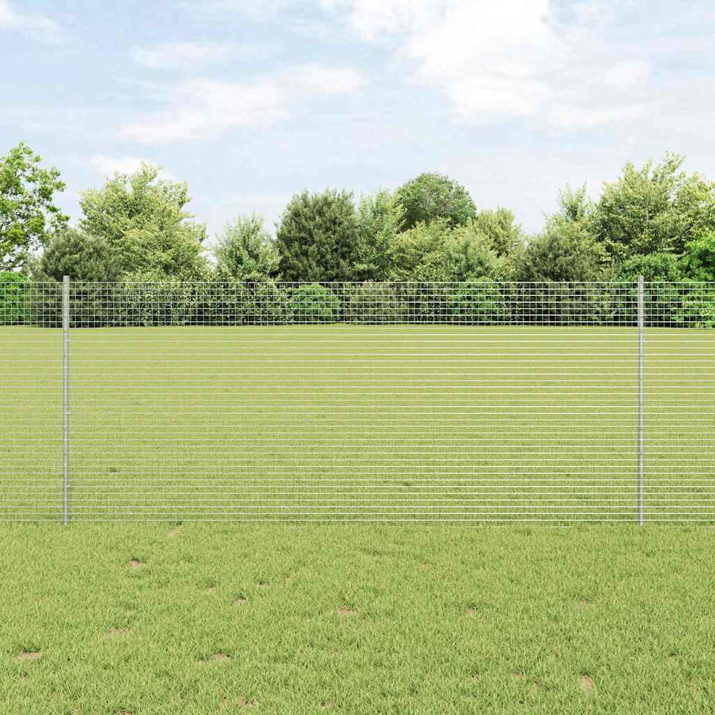 Welded Wire Fence with Posts 25 x 1 m Galvanised Steel Silver