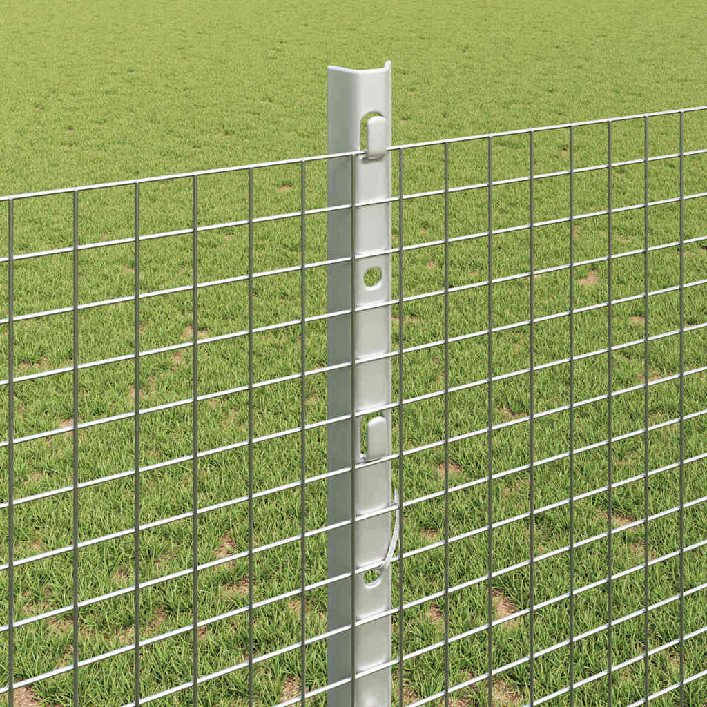 Welded Wire Fence with Posts 25 x 1.2 m Galvanised Steel Silver