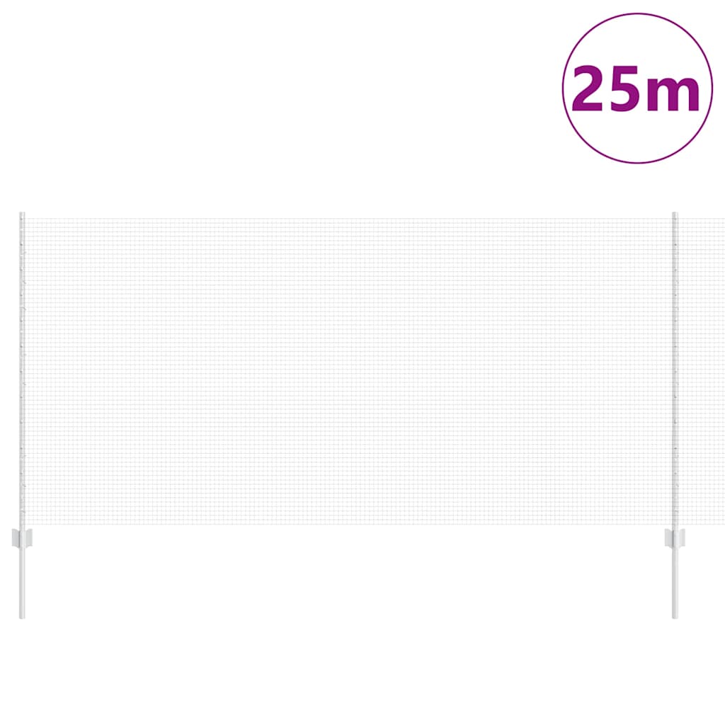Welded Wire Fence with Posts 25 x 1.2 m Galvanised Steel Silver