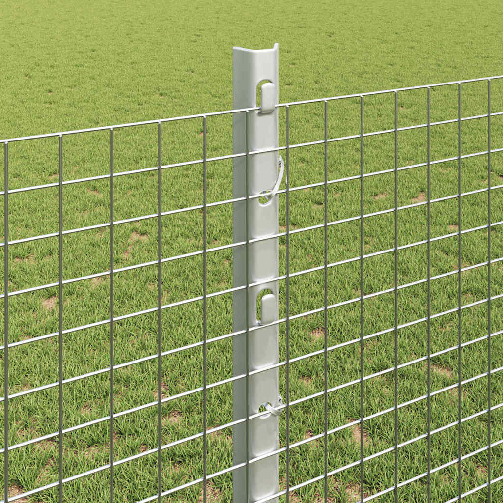 Welded Wire Fence with Posts 25 x 1.2 m Galvanised Steel Silver