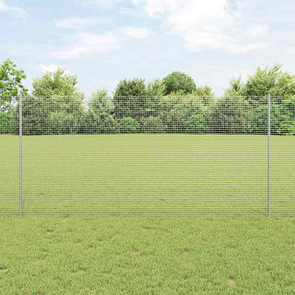 Welded Wire Fence with Posts 25 x 1.2 m Galvanised Steel Silver