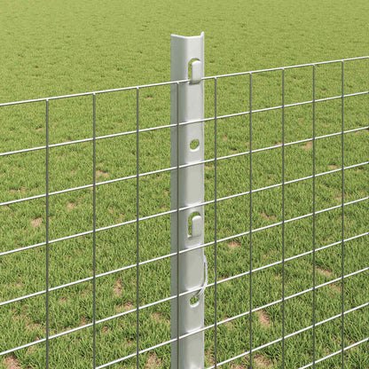 Welded Wire Fence with Posts 25 x 1.2 m Galvanised Steel Silver