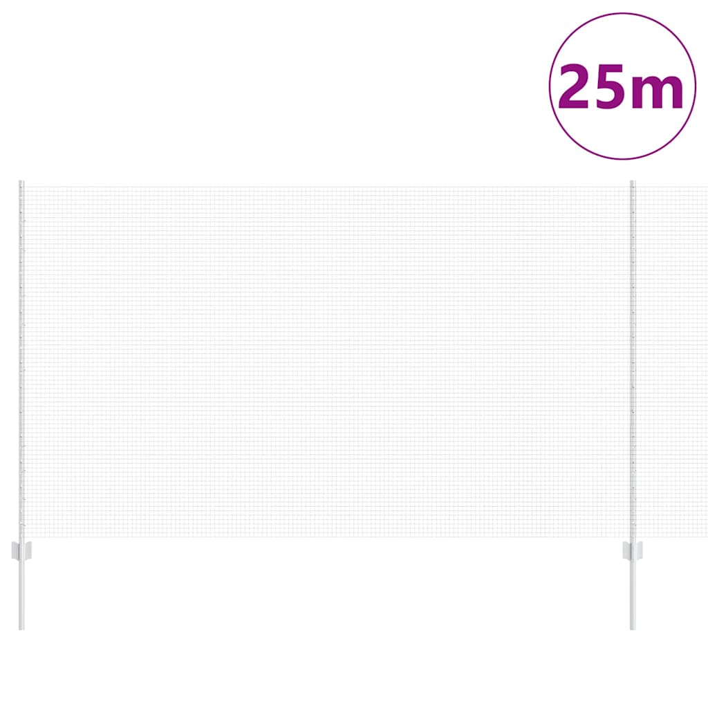 Welded Wire Fence with Posts 25 x 1.4 m Galvanised Steel Silver