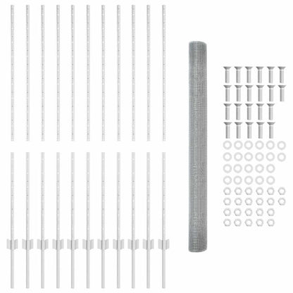 Welded Wire Fence with Posts 25 x 1.4 m Galvanised Steel Silver