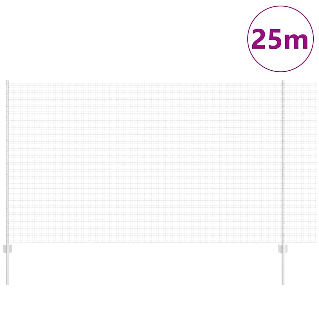 Welded Wire Fence with Posts 25 x 1.4 m Galvanised Steel Silver
