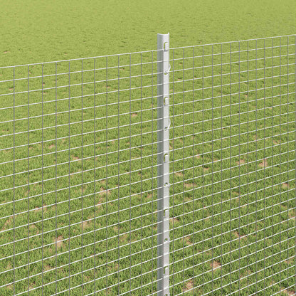 Welded Wire Fence with Posts 25 x 1.5 m Galvanised Steel Silver