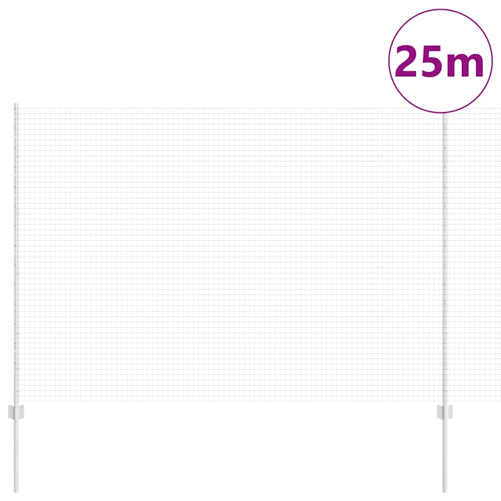 Welded Wire Fence with Posts 25 x 1.5 m Galvanised Steel Silver