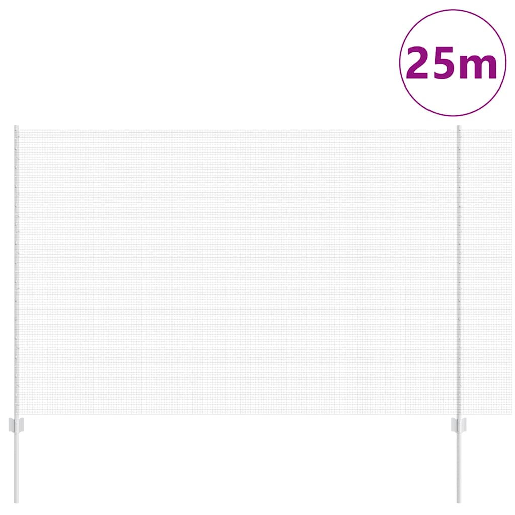 Welded Wire Fence with Posts 25 x 1.6 m Galvanised Steel Silver