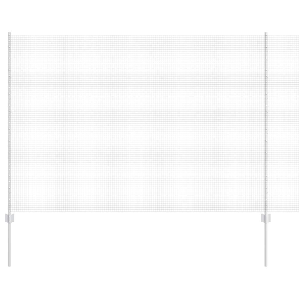 Welded Wire Fence with Posts 25 x 1.6 m Galvanised Steel Silver