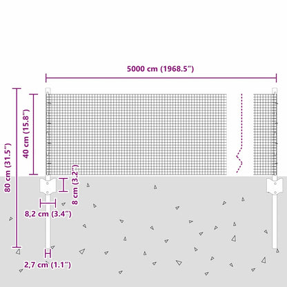 Welded Wire Fence with Posts 50 x 0.4 m Galvanised Steel Silver