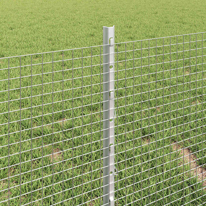 Welded Wire Fence with Posts 50 x 0.4 m Galvanised Steel Silver