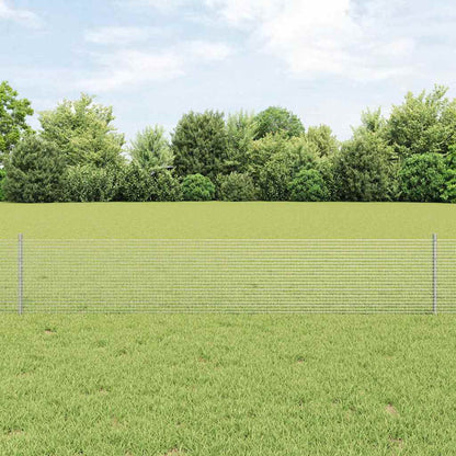 Welded Wire Fence with Posts 50 x 0.4 m Galvanised Steel Silver