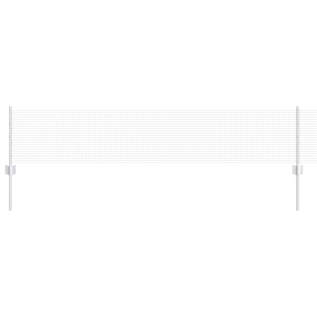 Welded Wire Fence with Posts 50 x 0.4 m Galvanised Steel Silver