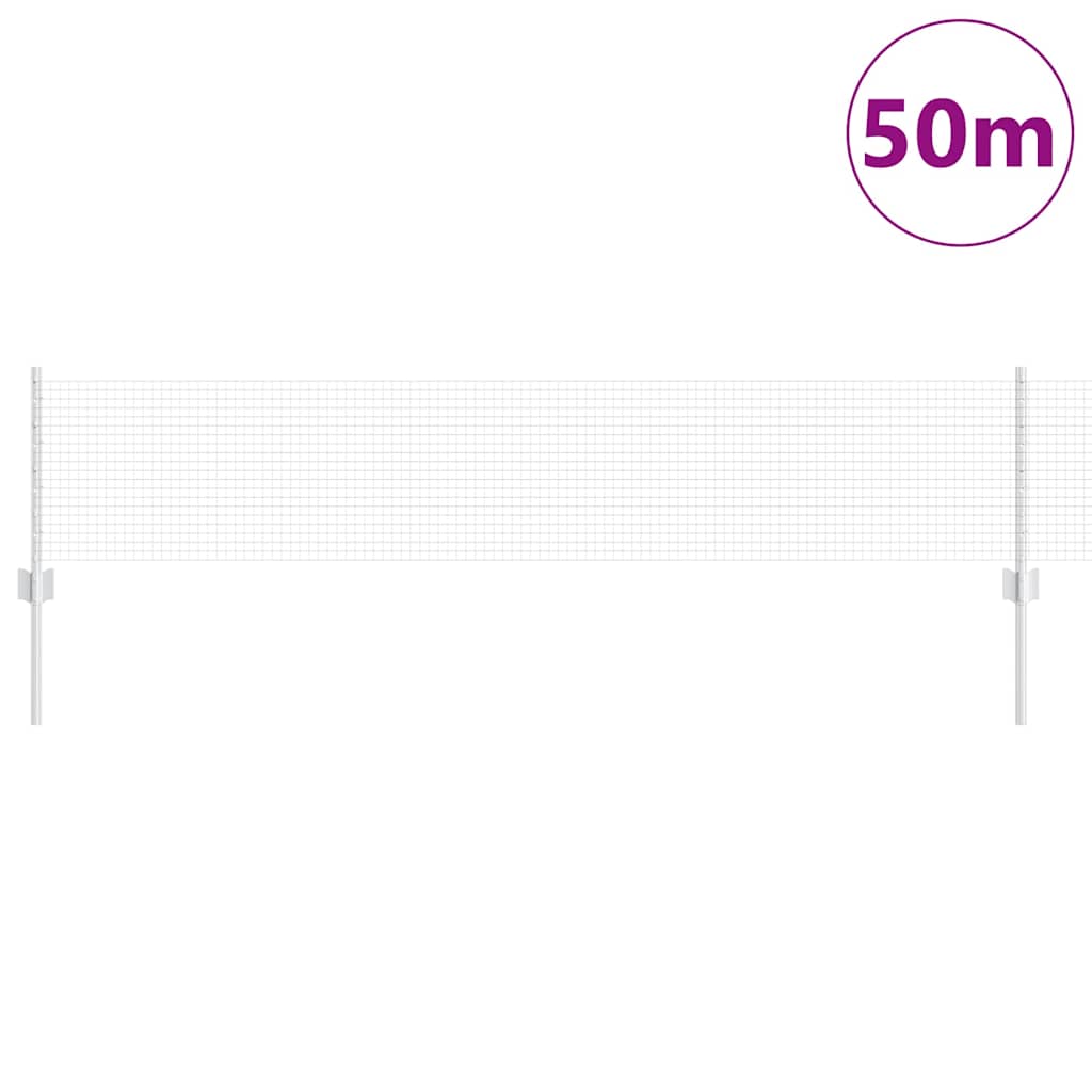 Welded Wire Fence with Posts 50 x 0.4 m Galvanised Steel Silver