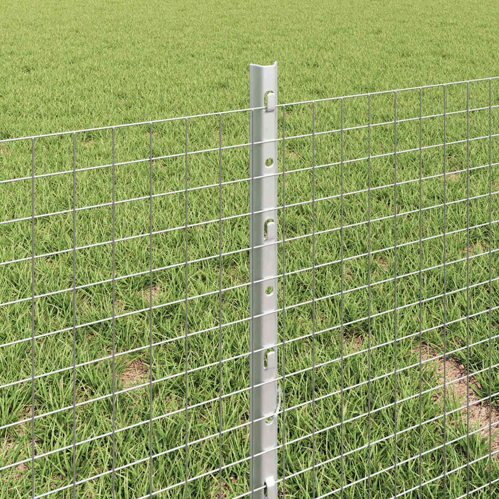Welded Wire Fence with Posts 50 x 0.4 m Galvanised Steel Silver