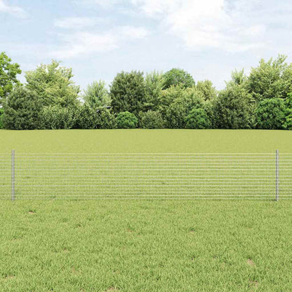 Welded Wire Fence with Posts 50 x 0.4 m Galvanised Steel Silver