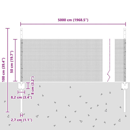 Welded Wire Fence with Posts 50 x 0.5 m Galvanised Steel Silver