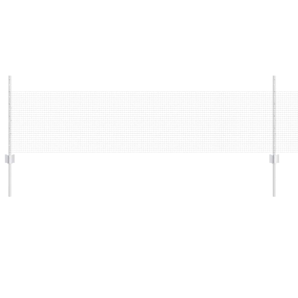 Welded Wire Fence with Posts 50 x 0.5 m Galvanised Steel Silver