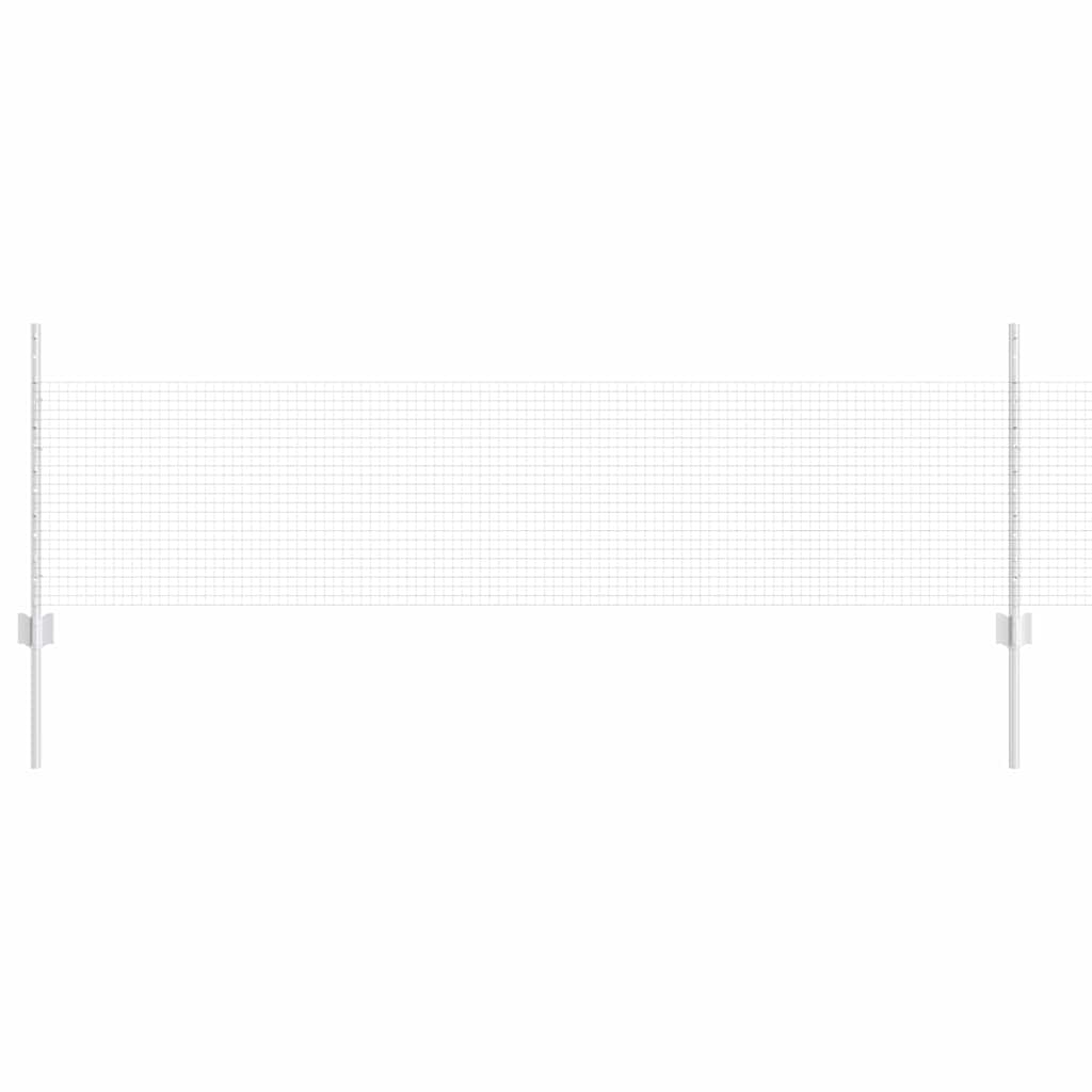 Welded Wire Fence with Posts 50 x 0.5 m Galvanised Steel Silver